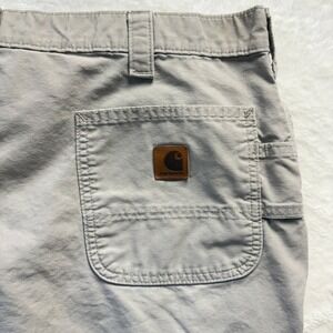 Carhartt Pants‎ Men 42 x 34 B151 TAN Original Dungaree Fit Leather Patch Cargo